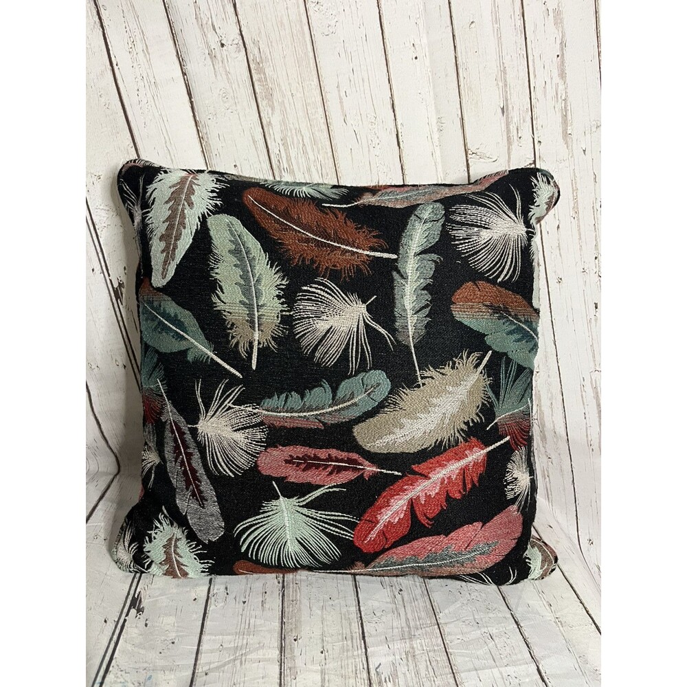 KRAVET LEE JOFA Black Multi Color Feathers Jacquard Pillow